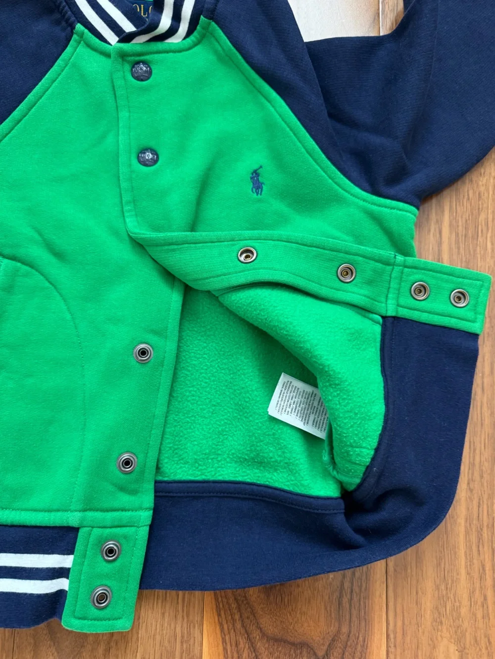 Polo Ralph Lauren Boys Color Blocked Fleece Baseball Jacket Green / Navy 8